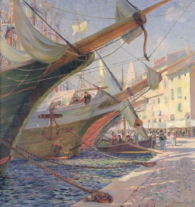 View of a Mediterranean Port by Frederic Montenard